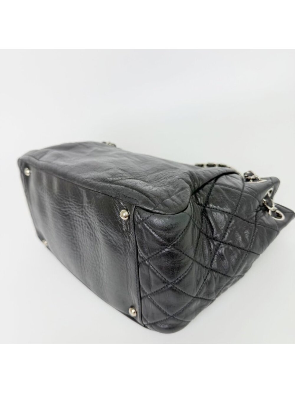 Chanel CC Logo Chain Shoulder Bag Leather Black Silver Vintage - Picture 13 of 16